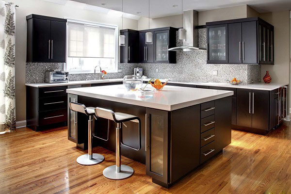 Tủ bếp gỗ Melamine có bàn đảo